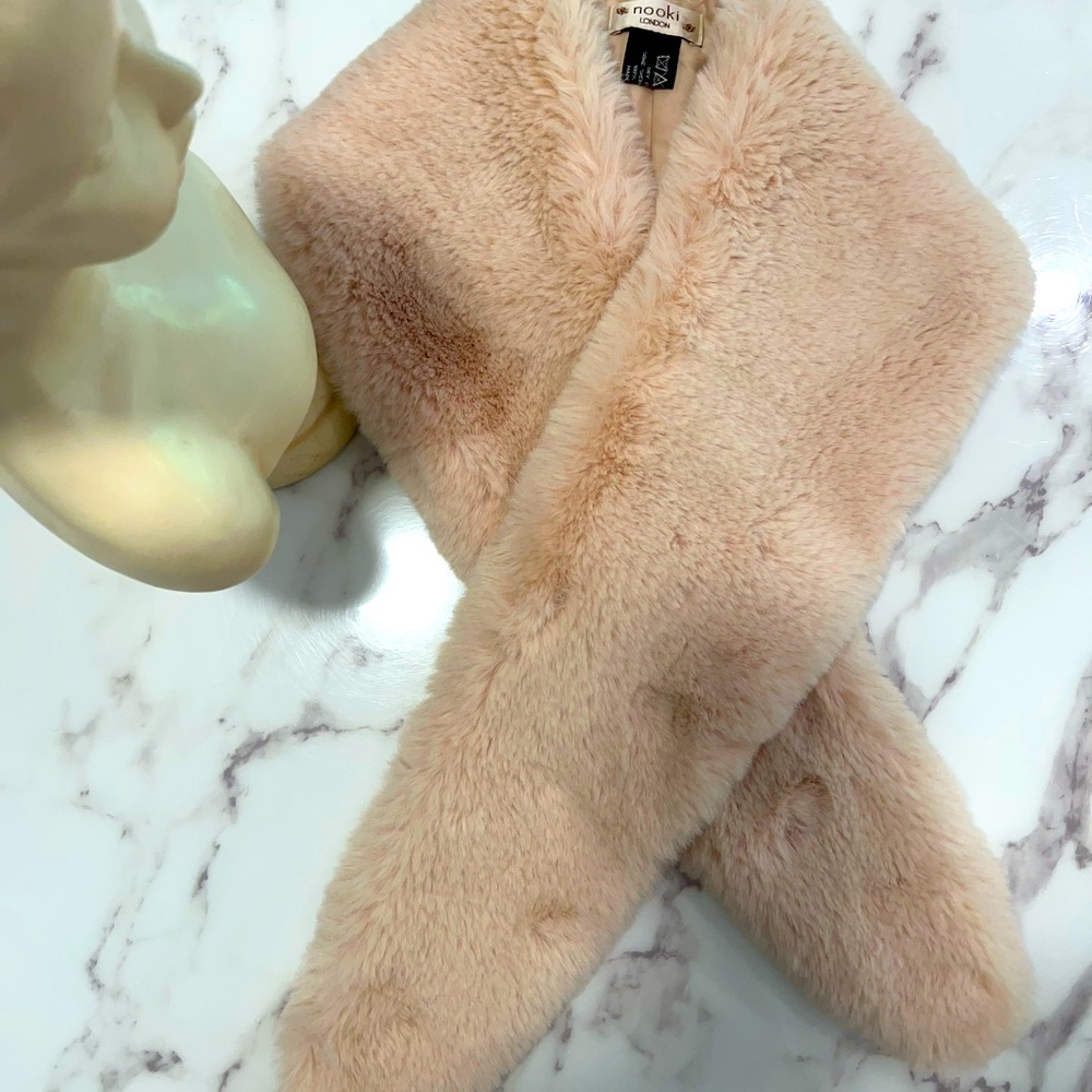 NOOKI of London designer faux fur collar scarf  from Holt’s. Lining Satin Look